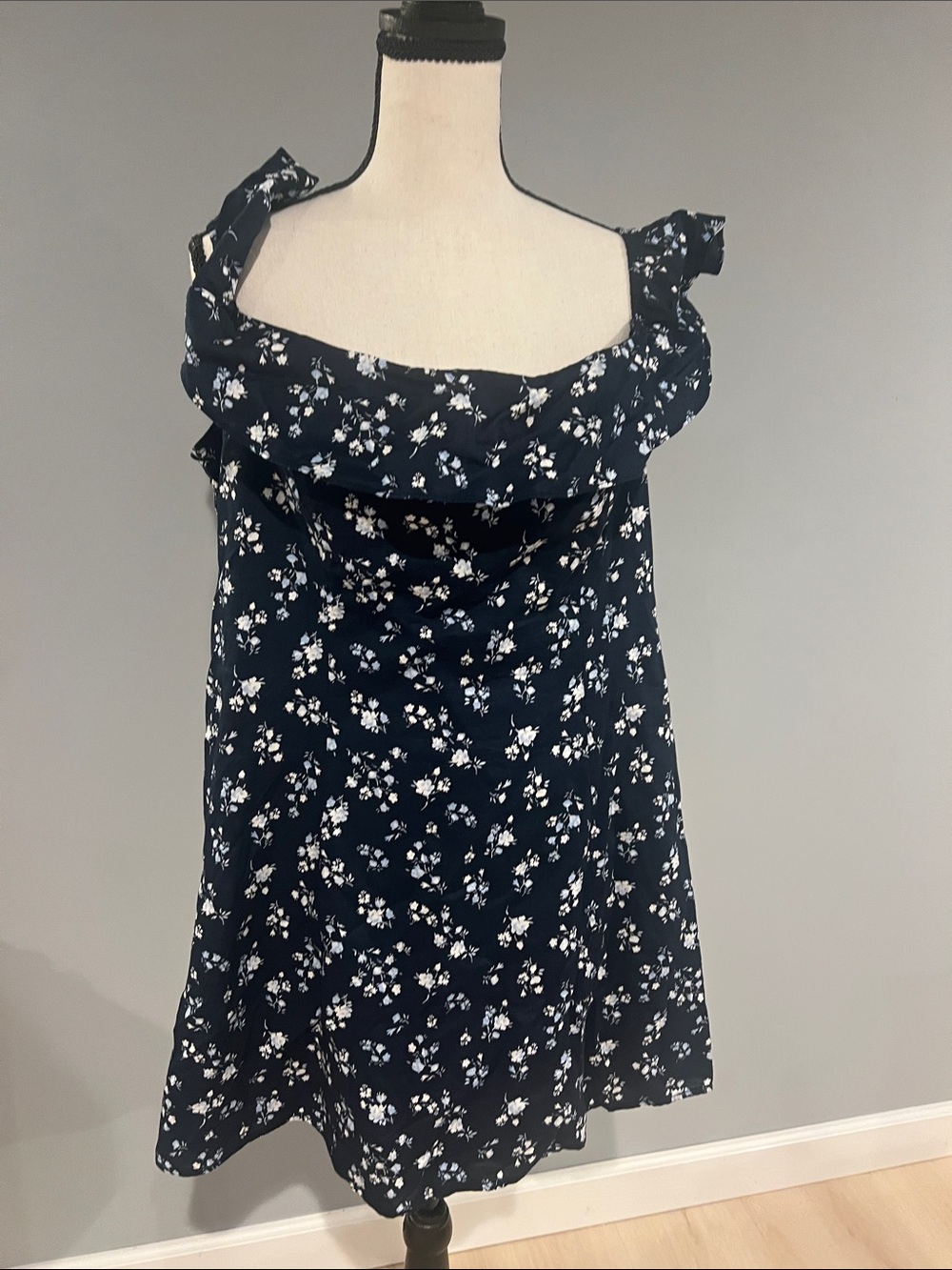 Hollister Navy Blue Mini Dress with White Floral Print